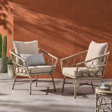 Load image into Gallery viewer, Bruce - Outdoor Club Chair Set With Water Resistant Cushions Rattan And Iron - Brown
