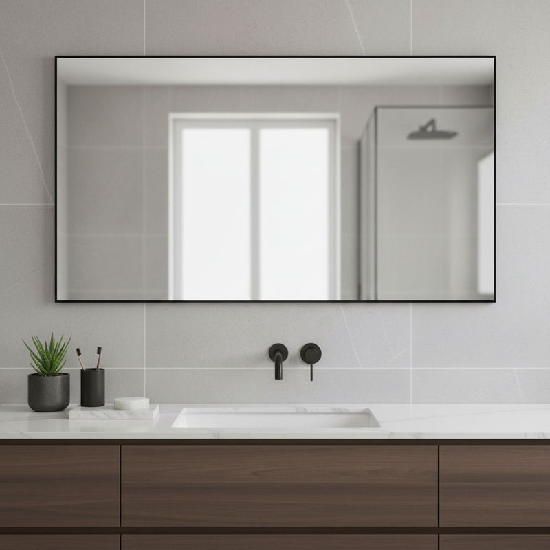 Jumbo Minimal Bathroom Vanity Mirror - Black