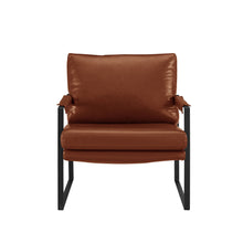 Load image into Gallery viewer, Faux Leather And Black Arm Chair 27" - Dark Brown
