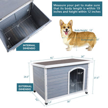 Load image into Gallery viewer, Medium Wooden Outdoor Dog House, Waterproof Roof, Elevated Floor, Adjustable Plastic Feet
