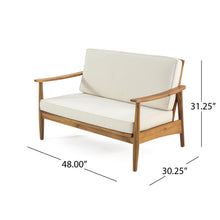 Load image into Gallery viewer, Outdoor Acacia Wood Loveseat Set With Coffee Table
