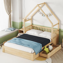 Load image into Gallery viewer, House Style Platform Bed With Guardrail And 2 Drawers
