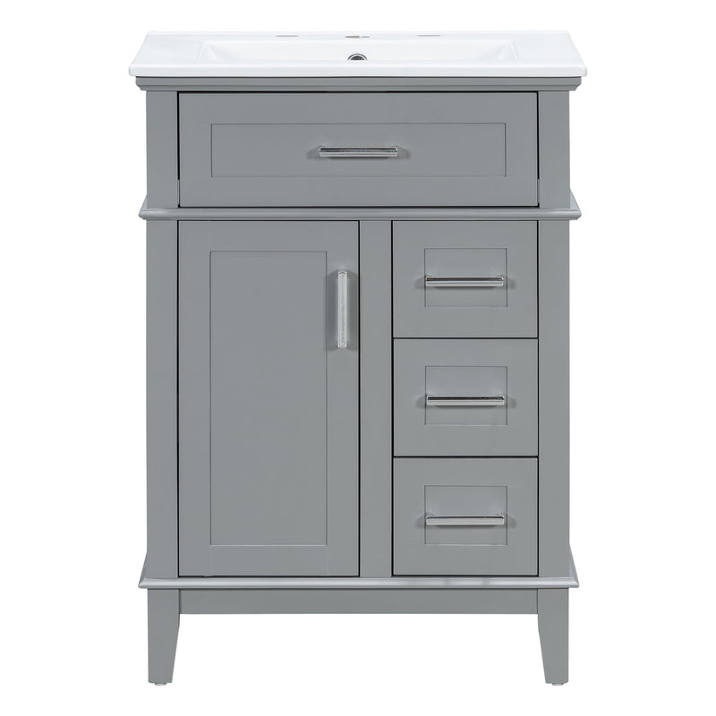 Modern Bathroom Vanity With Sink, Flip Drawer & 3 Drawers, Soft Close Hinges, Adjustable Shelf