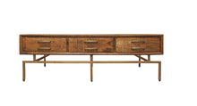 Load image into Gallery viewer, Solid Wood Rectangular Distressed Storage Coffee Table - Brass And Brown
