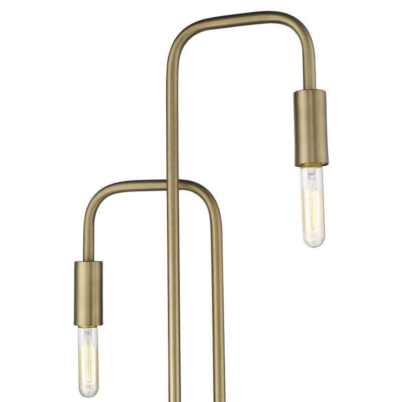 Two Light Torchiere Floor Lamp - Brass