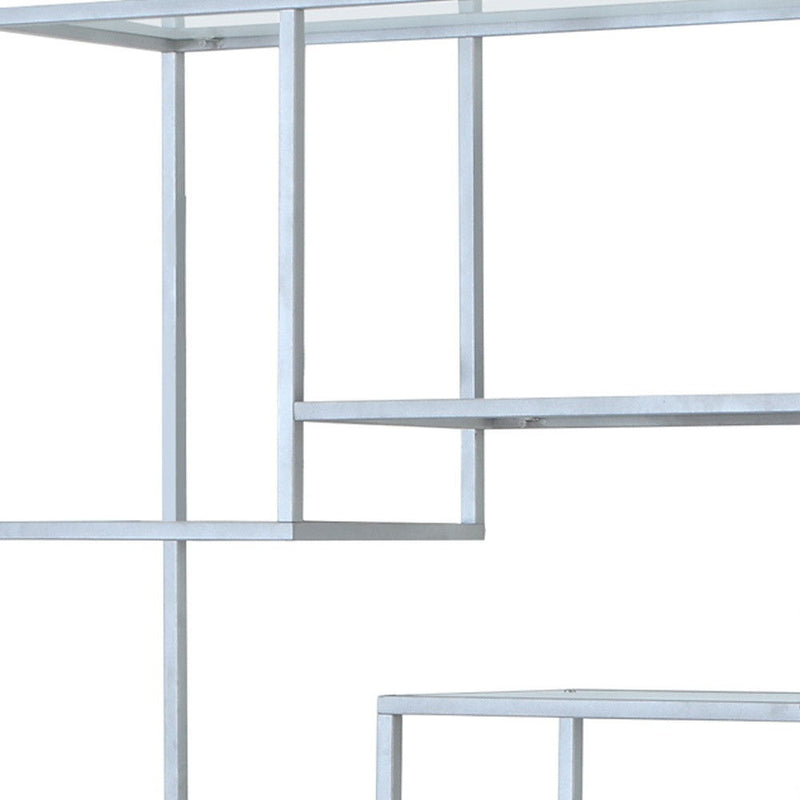 Nine Tier Etagere Bookcase - Silver / Clear