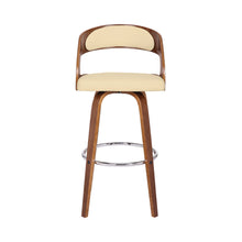 Load image into Gallery viewer, 30" Fabric And Iron Low Back Bar Height Swivel Bar Chair - Cream And Brown
