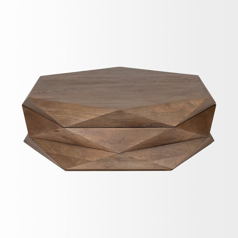 Solid And Manufactured Wood Hexagon Coffee Table - Brown
