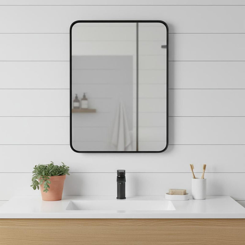 39" Metal Framed Bathroom Vanity Mirror - Black