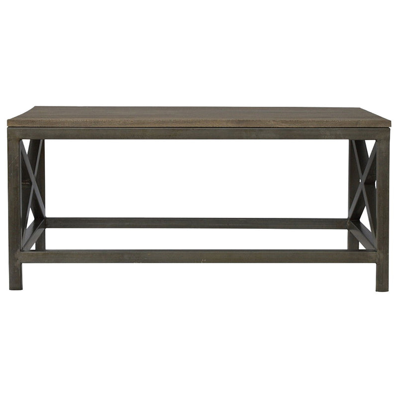 Solid Wood And Iron Coffee Table - Black