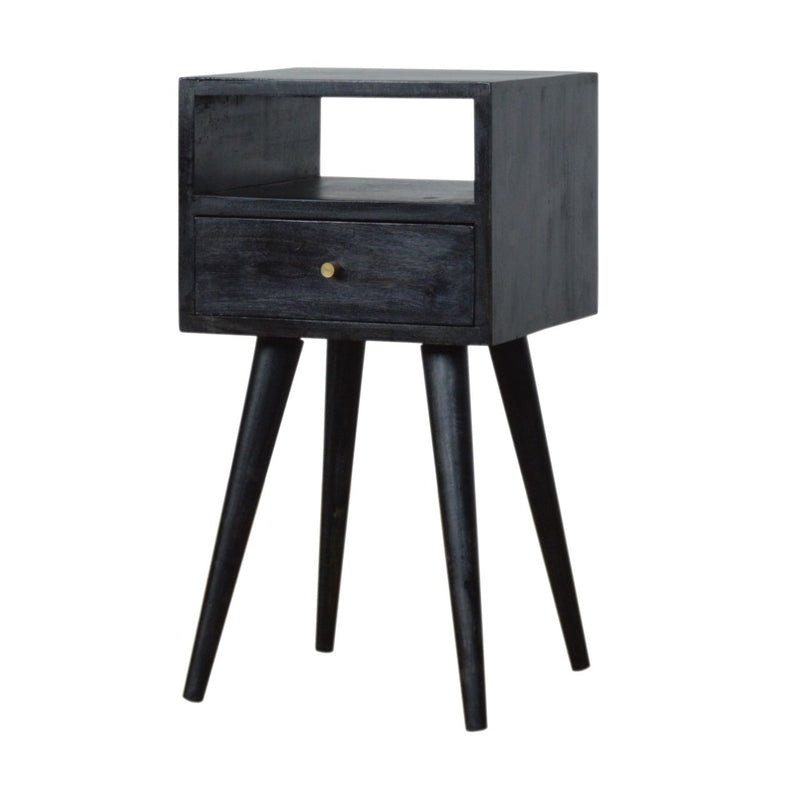 22" Solid Wood Square One Drawer Nightstand - Black