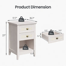 Load image into Gallery viewer, Nightstand With 2 Drawers &amp; Shelf - White
