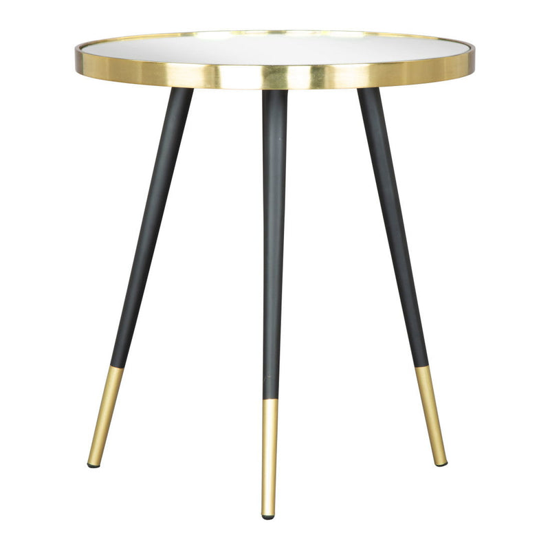 20" Mirro Glass And Iron Round End Table - Black