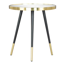 Load image into Gallery viewer, 20" Mirro Glass And Iron Round End Table - Black
