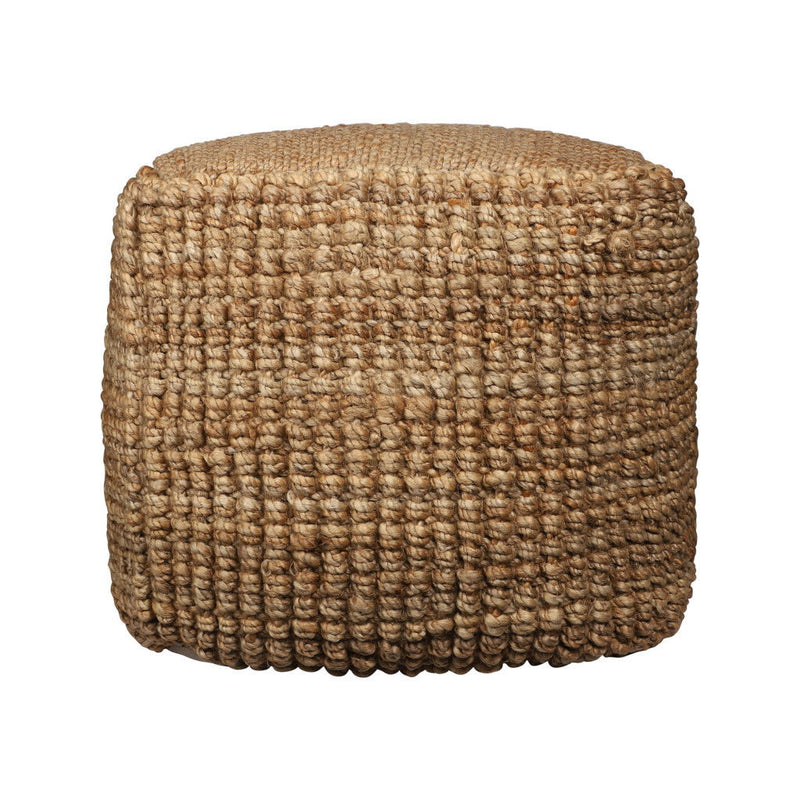 18" Jute Blend Cube Pouf Ottoman - Natural