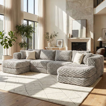 Load image into Gallery viewer, Modular Sectional Sofa, Boneless Couch With 2 Movable Ottomans
