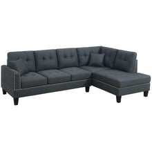 Load image into Gallery viewer, 2 Piece Sectional Set With Nailhead Trim, Sofa And Matching Accent Pillows - Charcoal
