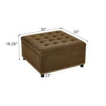 Load image into Gallery viewer, Square Tufted Storage Ottoman With Nailhead Trim
