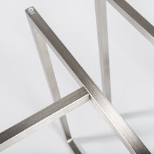 Load image into Gallery viewer, 42" Rounded Glass And Metal Trestle Base Dining Table - Clear
