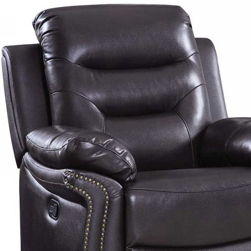 Leather Match Manual Gliding Recliner - Black