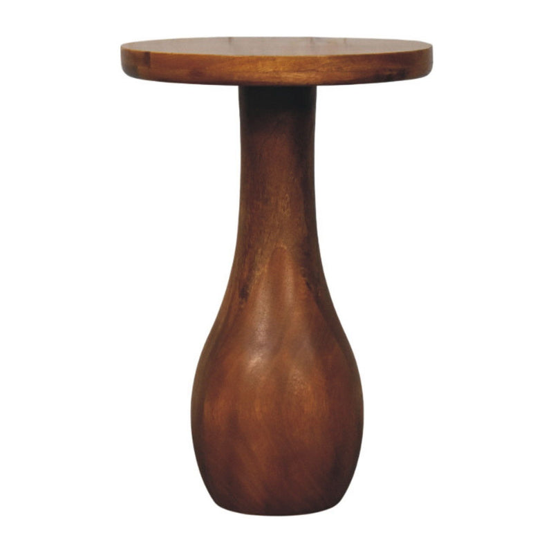 Solid Wood Round Pedestal End Table (724349) - Brown