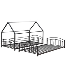 Load image into Gallery viewer, Twin Over Twin Metal Bunk Bed With Slide,Kids House Bed Black+Red
