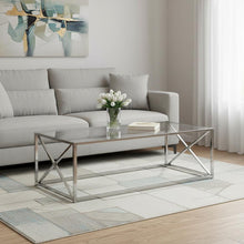 Load image into Gallery viewer, Glass And Iron Coffee Table - Clear And Silver

