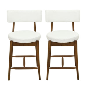 Mid Century Modern Counter Stools, Fabric Upholstered Chairs