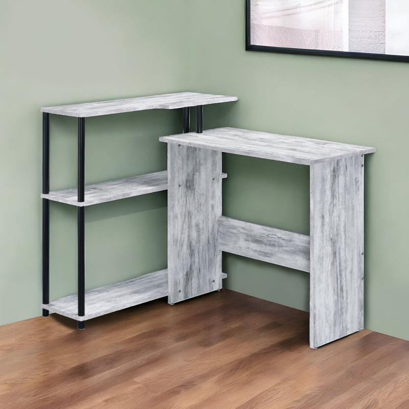 L Shape Writing Desk - Antiqued White