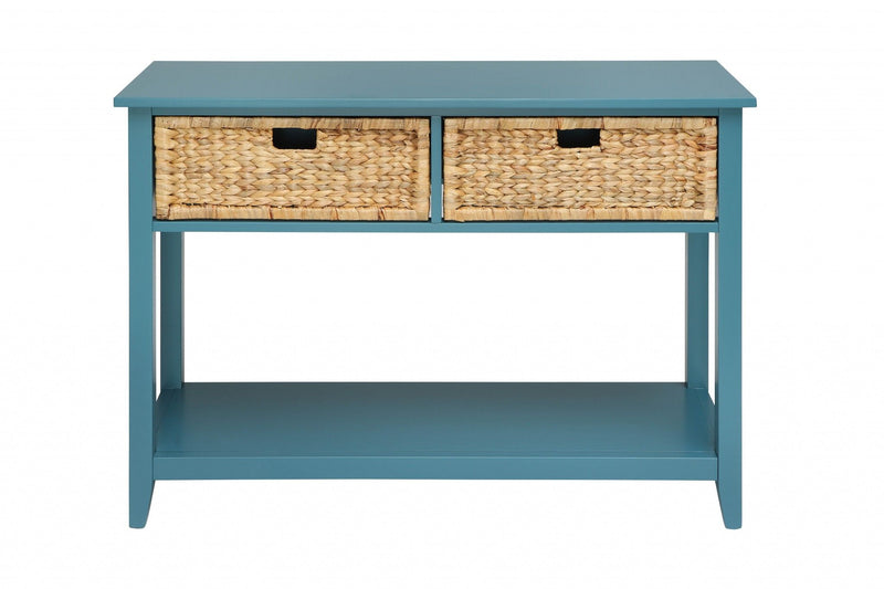 Solid Wood Console Table - Teal Blue