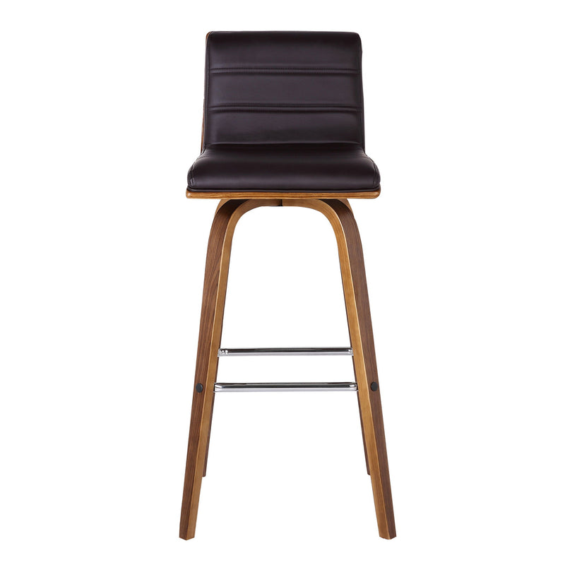 26" Solid Wood Swivel Low Back Counter Height Bar Chair - Brown