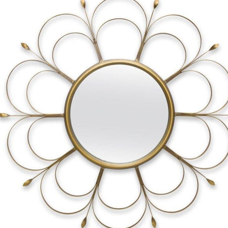 24" Flower Iron Framed Accent Mirror - Gold