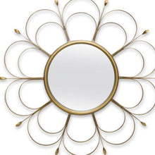 Load image into Gallery viewer, 24" Flower Iron Framed Accent Mirror - Gold
