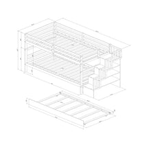 Load image into Gallery viewer, Twin Over Twin Bunk Beds With Twin Trundle And Stairway Storage Function
