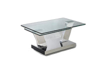 Load image into Gallery viewer, 32" Glass And Stainless Steel Floor Shelf Coffee Table - Clear And Silver
