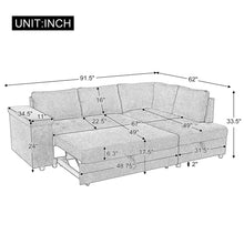 Load image into Gallery viewer, L Shaped Couch With Pull Out Bed And Storage Sectional Sleeper Sofa With Hidden Storage, Wide Armrest With Storage, For Living Room, Apartment, Bedroom, Office
