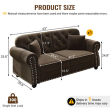 Load image into Gallery viewer, Upholstered Chesterfield Sofa With Nailhead Trim And Rolled Armrests
