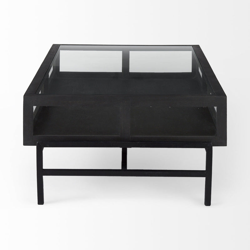 Mirrored Frame Coffee Table (727834) - Clear / Black