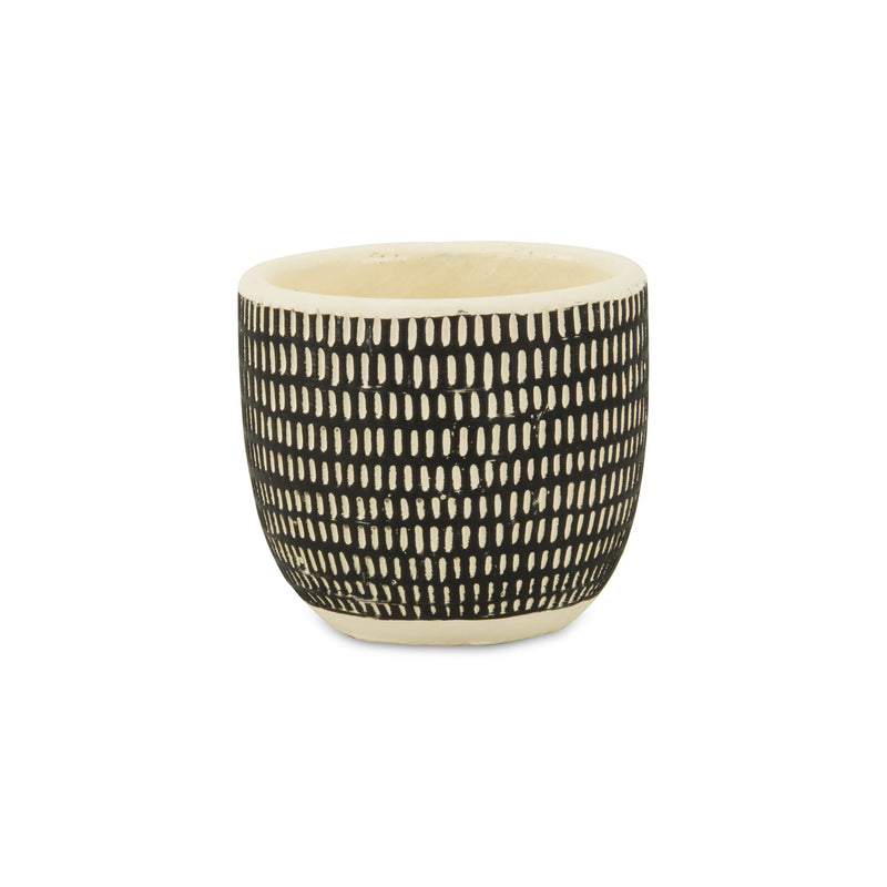 Dotted Round Pot Planter (487468) - Black / White