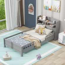 Load image into Gallery viewer, Wood Platform Bed With Built In LED Light, Storage Headboard And Guardrail
