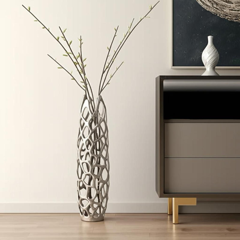 Cylinder Floor Vase (576749) - Silver