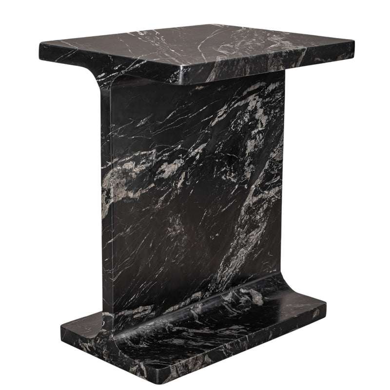 20" Marble Pedestal End Table - Black