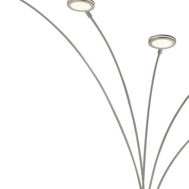 Five Light LED Arc Floor Lamp - Nickel