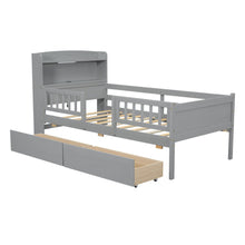 Load image into Gallery viewer, Platform Bed With LED Light, Multi Functional Headboard, Guardrail And 2 Drawers

