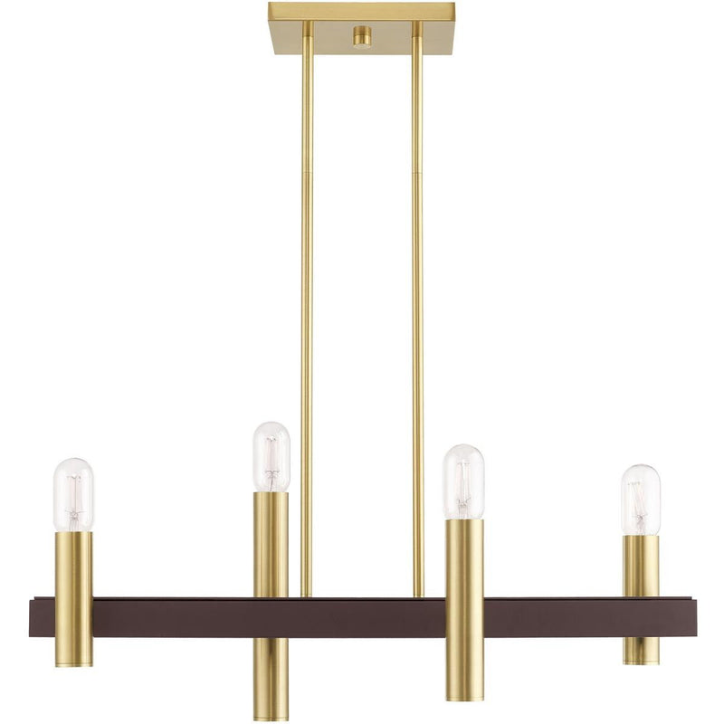 Four-Light Dimmable Chandelier With Shades - Bronze