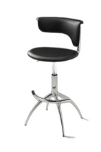 Load image into Gallery viewer, Contemporary Metal And Faux Leather Low Back Adjustable Height Bar Chairs (Set of 2) - Black
