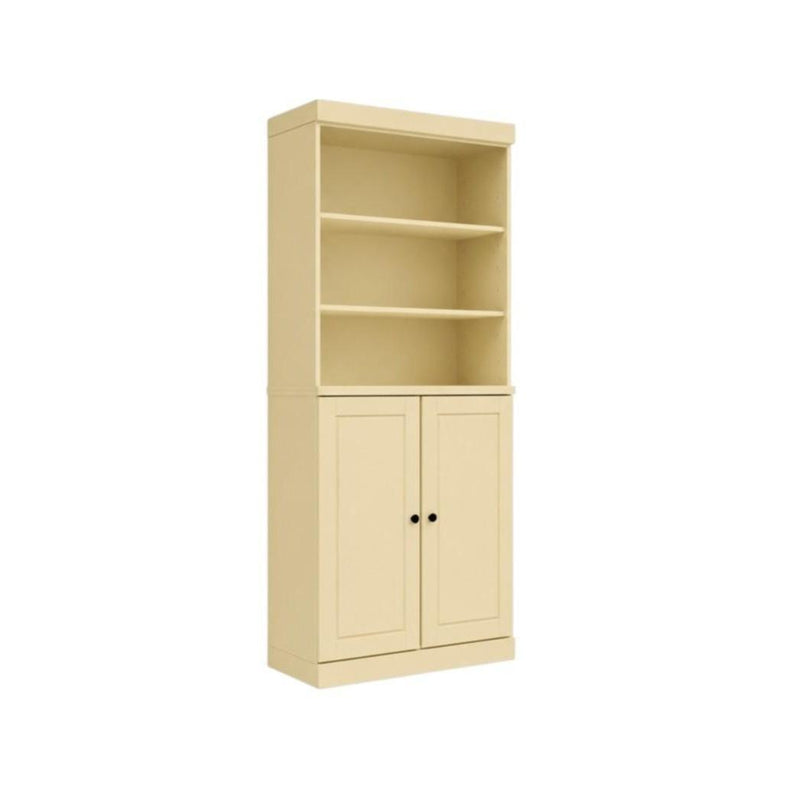 Solid Wood Adjustable Six Tier Library Bookcase With Two Doors (745684) - Yellow