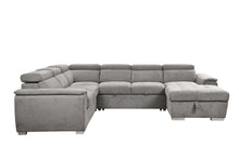 Load image into Gallery viewer, 125&quot; Modern U Shaped 7-seat Sectional Sofa Couch with Adjustable Headrest, Sofa Bed with Storage Chaise-Pull Out Couch Bed for Living Room ,Light Gray
