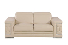 Load image into Gallery viewer, Genuine Leather Love Seat - Silver / Beige
