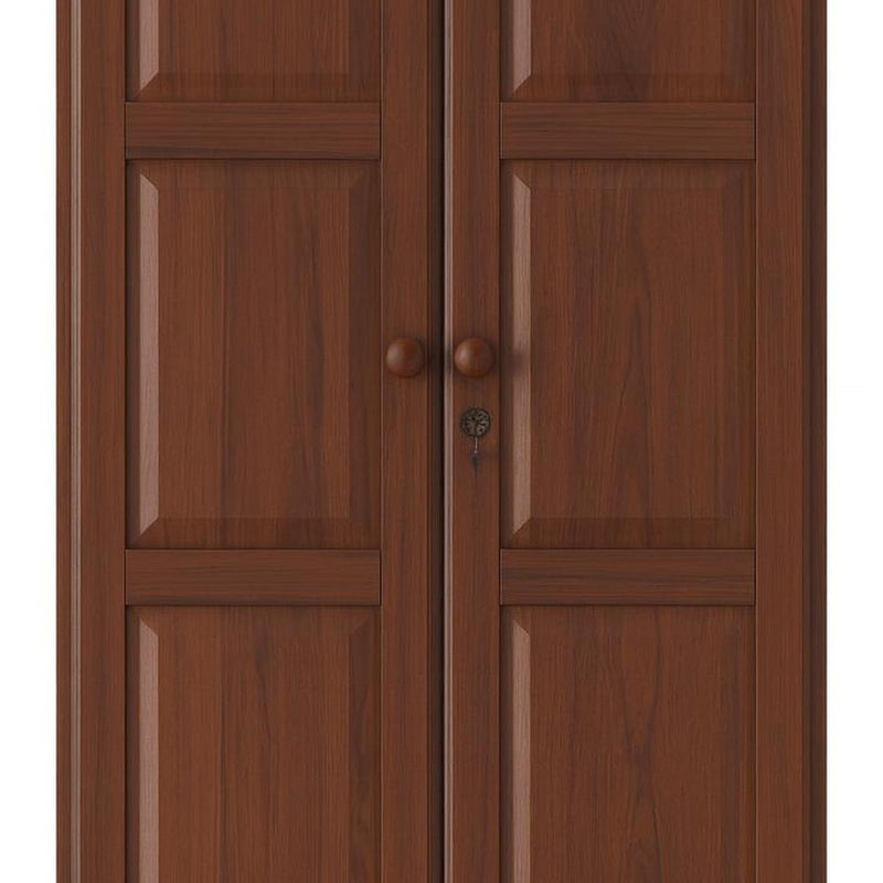 Solid Wood Two Door Single Drawer Combo Dresser (762939) - Coffee
